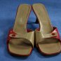 CASADEI $395 RED & TAN SLIDE SANDALS HEEL PUMP 7 M $395