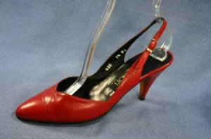 VINTAGE 80'S CASTORI RED LEATHER SLINGBACK PUMPS 7.5 B