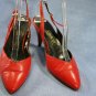 VINTAGE 80'S CASTORI RED LEATHER SLINGBACK PUMPS 7.5 B