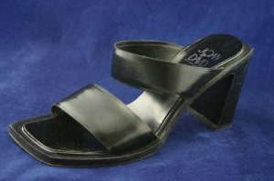 JOAN & DAVID WOMENS BLACK LEATHER HIGH HEEL SANDALS 6.5
