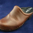 SAGA CLOGS WOMENS BROWN LEATHER MULES SHOES 40/9.5 M