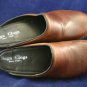 SAGA CLOGS WOMENS BROWN LEATHER MULES SHOES 40/9.5 M