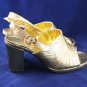 VTG 1960'S GAROLINI WOMENS GOLD LEATHER PLATFORMS 5 M