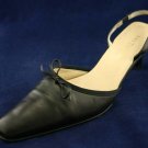 ANN TAYLOR WOMENS BLACK LEATHER SLINGBACK PUMPS 8.5 M