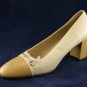 ADRIENNE VITTADINI BEIGE & TAN CAP TOE PUMPS 8 AA EUC