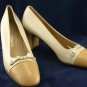 ADRIENNE VITTADINI BEIGE & TAN CAP TOE PUMPS 8 AA EUC