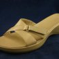 NINE WEST CAMEL LEATHER WEDGE SLIDE SANDALS 9 M