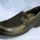 CLARKS BLACK LEATHER & SUEDE LOAFERS CLOGS SHOES 7.5 N