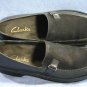 CLARKS BLACK LEATHER & SUEDE LOAFERS CLOGS SHOES 7.5 N