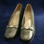 FERRAGAMO WOMENS PEWTER LEATHER BIT PUMPS 7 AA 2A