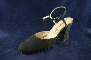 MARTINEZ VALERO BLK FABRIC ANKLE STRAP PUMPS 10 B MINT