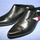 TOMMY HILFIGER BLACK LEATHER CLOG MULES SHOES 6 M
