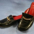 NINE WEST WOMENS BLACK LEATHER MULES LOAFERS 6 M EUC