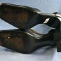 BCBG PARIS BLACK LEATHER X-STRAP HI HEEL PUMPS 8.5 B