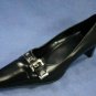 ANNE KLEIN AK2 BLACK LEATHER MID HEEL PUMPS 6.5 M EUC