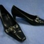 ANNE KLEIN AK2 BLACK LEATHER MID HEEL PUMPS 6.5 M EUC