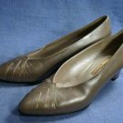 AMALFI WOMENS TAUPE LEATHER MID-HEEL PUMPS SHOE 8 B EUC