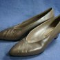 AMALFI WOMENS TAUPE LEATHER MID-HEEL PUMPS SHOE 8 B EUC