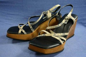 MIA HIGH WOOD WEDGE SOLE PLATFORM SANDALS 10 M NEW