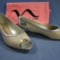 NINA WOMENS LINEN SILVER PEEP TOE FLATS 5.5 M NEW $89