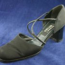 STUART WEITZMAN BLACK FABRIC X-STRAP PUMPS 8 AA EUC