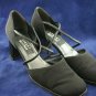 STUART WEITZMAN BLACK FABRIC X-STRAP PUMPS 8 AA EUC