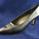 PALOMA BLACK LEATHER & SNAKESKIN PUMPS SIZE 8.5 AA NEW