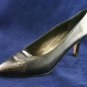 PALOMA BLACK LEATHER & SNAKESKIN PUMPS SIZE 8.5 AA NEW