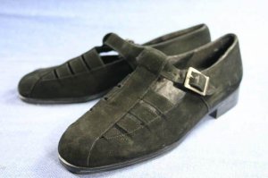 MUNRO AMERICAN BLACK NUBUCK SHOES SANDALS FLATS 5.5 M