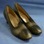 VINTAGE 50'S GAYMODE KHAKI LEATHER PUMPS 8.5 C NEW NOS