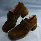 ECCO WOMENS BROWN SUEDE LOAFERS SHOES 37/6.5 M