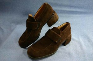 ECCO WOMENS BROWN SUEDE LOAFERS SHOES 37/6.5 M