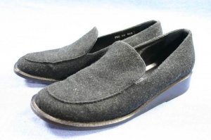 HAROLD POWELL DESIGNER BLACK WOOL WEDGE LOAFERS 7.5 B