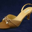 ALFANI MOCHA LEATHER OPEN TOE SLINGBACK PUMPS 8 M MINT