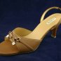 ALFANI MOCHA LEATHER OPEN TOE SLINGBACK PUMPS 8 M MINT