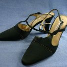 ENZO ANGIOLINI BLACK SATIN SLINGBACK EVENING PUMPS 6 M