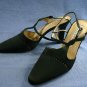ENZO ANGIOLINI BLACK SATIN SLINGBACK EVENING PUMPS 6 M