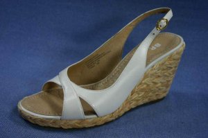 BP NORDSTROM WHITE LEATHER WEDGE SLINGBACKS 10 M NEW