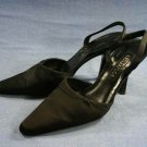 ANN TAYLOR WOMENS  BLACK SATIN SLINGBACK PUMPS 8 M