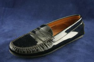 ANDRE ASSOUS BLK PATENT LEATHER DRIVING LOAFERS 6 M EUC