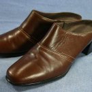 MUNRO AMERICAN BROWN LEATHER MID-HEEL MULES 6 M MINT