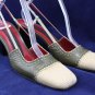 JACQUES LE CORRE PARIS GREEN & TAN SLINGBACK PUMPS 8 M