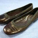 RALPH LAUREN BROWN CROCO LEATHER FLATS SHOES 6 B