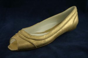 ENZO ANGIOLINI WOMENS GOLD LEATHER OPEN TOE FLATS 8.5 M