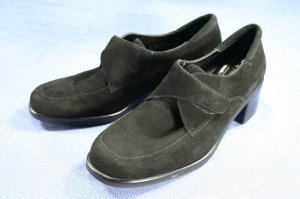 ROCKPORT BLACK SUEDE MID HEEL MONK OXFORDS 6 M MINT