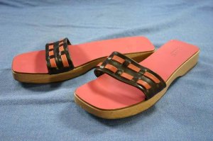 J CREW WOMENS PINK WOOD SOLE SLIDE SANDALS SHOES 9 M
