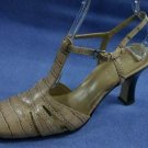 FRANCO SARTO TAN CROCO LEATHER ANKLE STRAP PUMPS 8.5 M