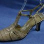 FRANCO SARTO TAN CROCO LEATHER ANKLE STRAP PUMPS 8.5 M