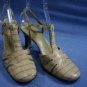 FRANCO SARTO TAN CROCO LEATHER ANKLE STRAP PUMPS 8.5 M