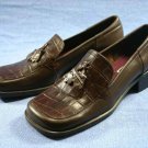NINE WEST BROWN CROCO LEATHER TASSEL LOAFERS 5.5 M NEW